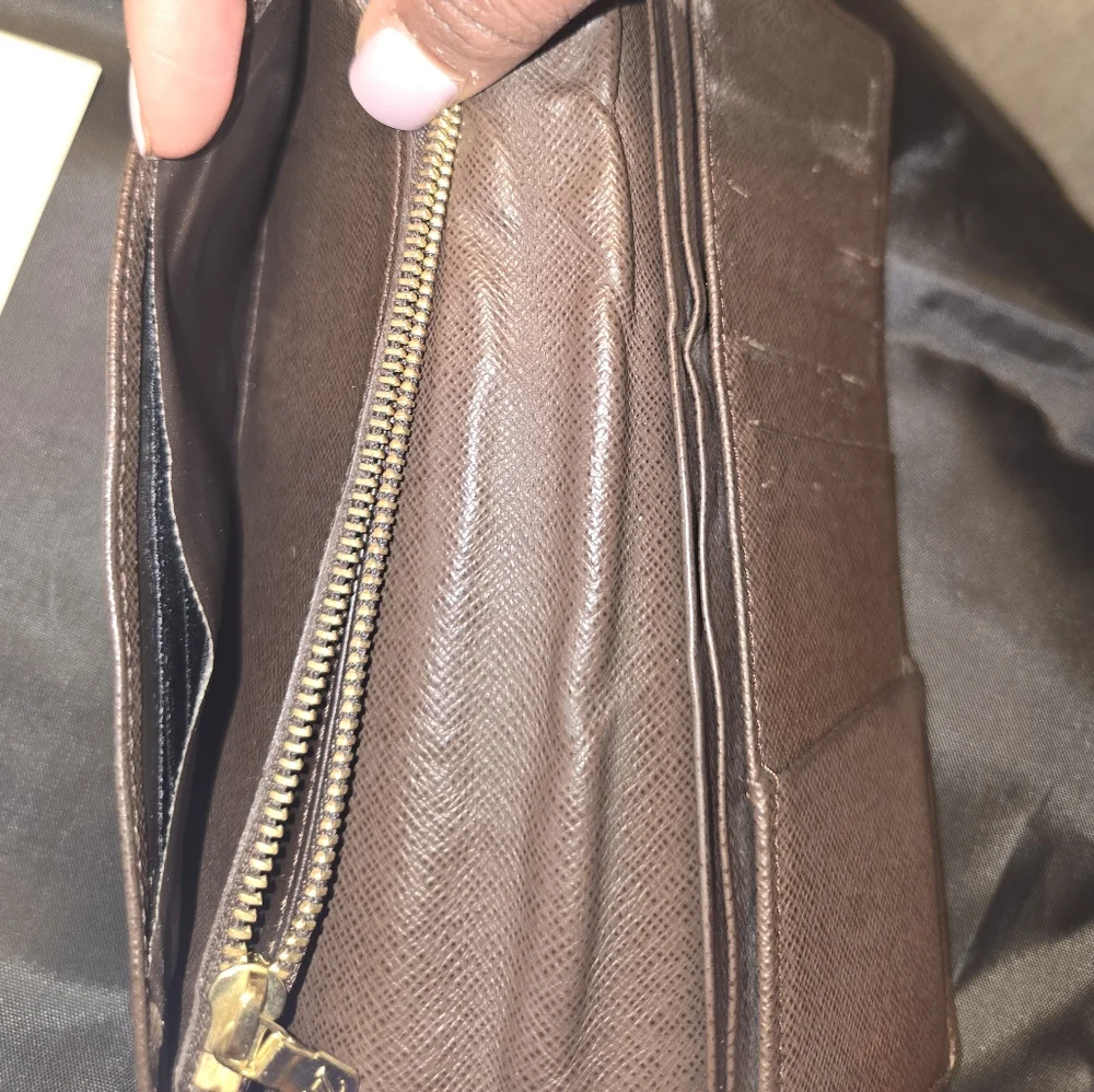 100% LV Damier Portefeuille Ebene Bi-Fiold Long Wallet #SP4140